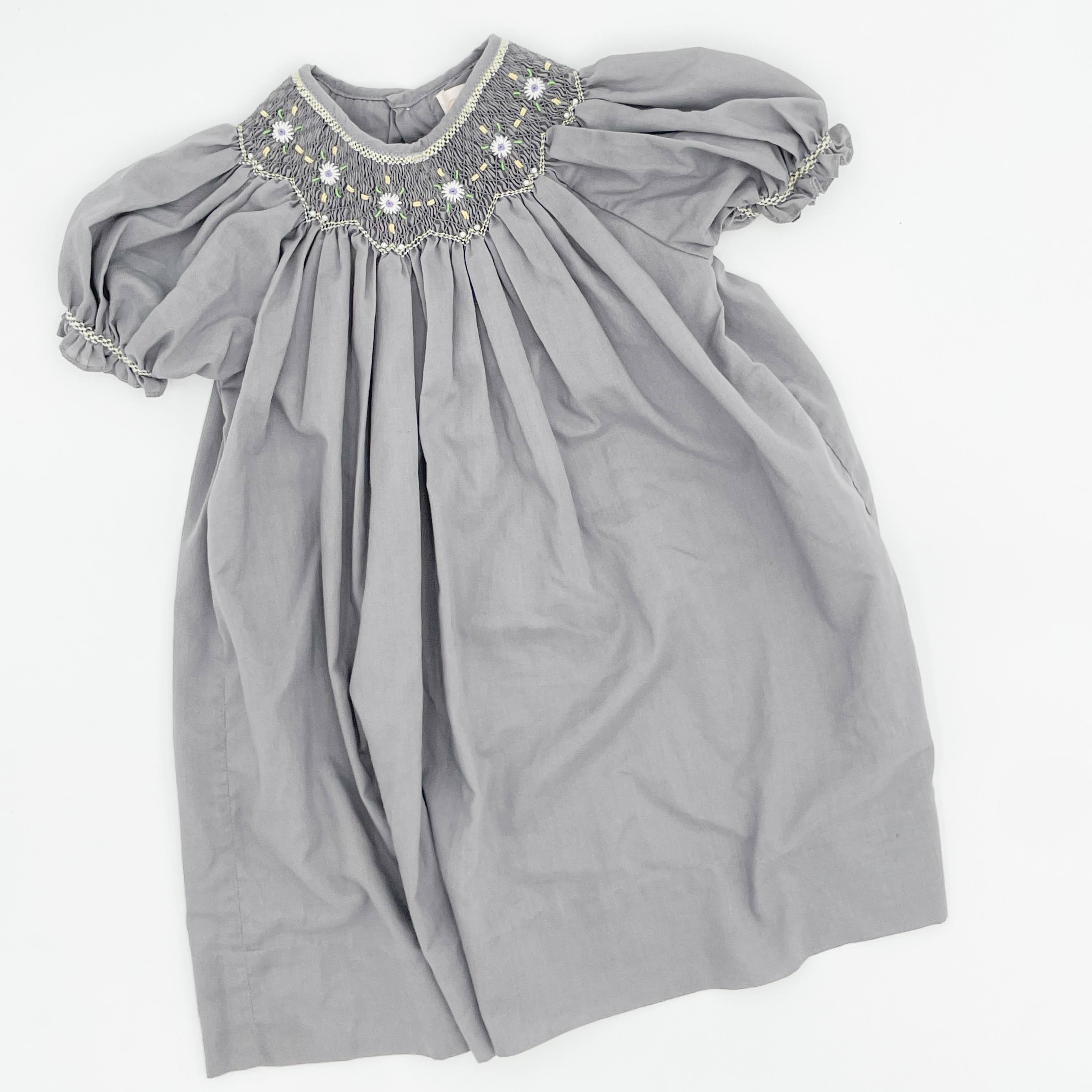 Gray Smocked Dress Petit Ami